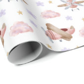 Watercolor Pink Airplane Geschenkpapier (Rolleneckpunkt)