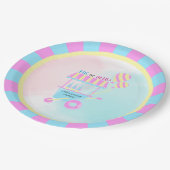 Watercolor Pink and Blue Circus Tent Gender Reveal Pappteller (Schrägansicht)