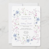 Watercolor Pink And Dusty Blue Botanical Wedding  Einladung (Vorderseite)