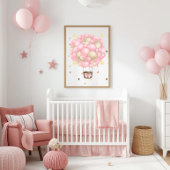 Watercolor Pink and Gold Hot Air Balloon Printable Poster