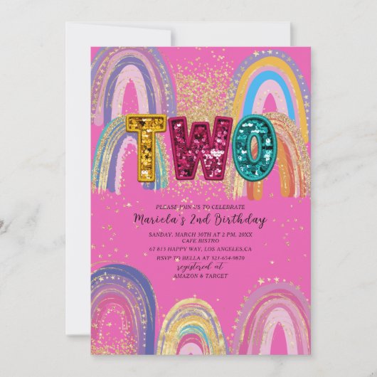 Watercolor pink and gold stars BirthdaInvitation Einladung (Vorderseite)