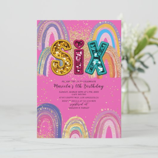 Watercolor pink and gold stars BirthdaInvitation Einladung (Stehend Vorderseite)