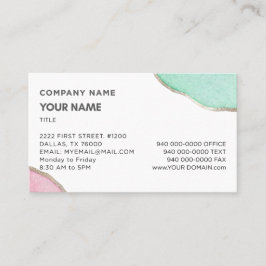 Watercolor Pink and Green Business Cards Visitenkarte