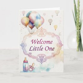 Watercolor Pink and Purple Frame Baby Shower Card Karte