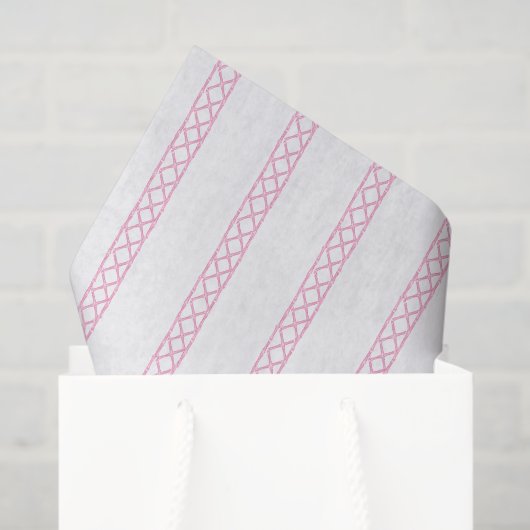 Watercolor Pink and White Bamboo Stripes Seidenpapier (Geschenktüte)