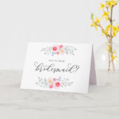 Watercolor Pink Anemones Will You Be My Bridesmaid Karte (Gelbe Blume)