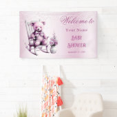 Watercolor Pink Baby Bear Baby Dusche Willkommen Banner (Insitu)