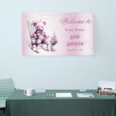 Watercolor Pink Baby Bear Baby Dusche Willkommen Banner (Messeveranstaltung)