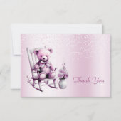 Watercolor Pink Baby Bear Danke Karte (Vorderseite)
