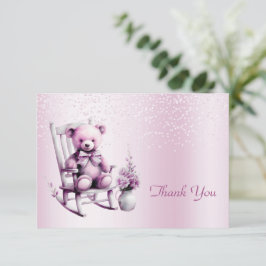 Watercolor Pink Baby Bear Danke Karte