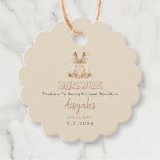 Watercolor Pink Baby Clothes Aqeeqah Round Favor  Geschenkanhänger