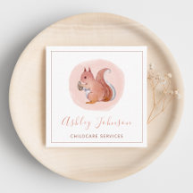 Watercolor Pink Baby Squirrel Kinderbetreuung