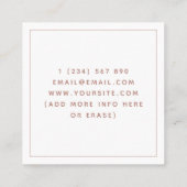 Watercolor Pink Baby Squirrel Kinderbetreuung Quadratische Visitenkarte (Rückseite)