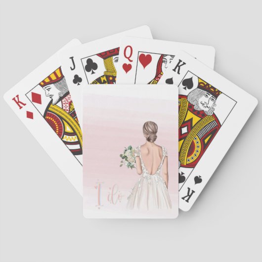 Watercolor Pink Bachelorette Theme Playing Cards Spielkarten (Rückseite)