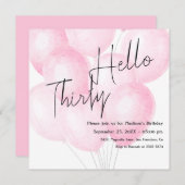 Watercolor Pink Balloons Birthday Invitation Einladung (Vorne/Hinten)