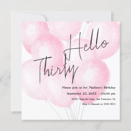 Watercolor Pink Balloons Birthday Invitation Einladung