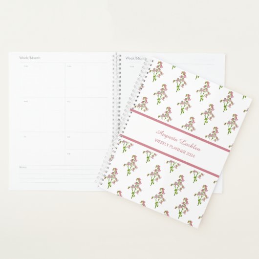 Watercolor Pink Bellflower Muster Weekly Planner Planer (Anzeige)