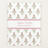 Watercolor Pink Bellflower Muster Weekly Planner Planer (Vorderseite)