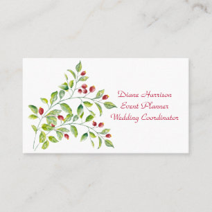 Watercolor Pink Berry Business Card Visitenkarte