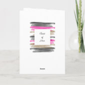 Watercolor Pink Black Gold Glitzer Abschluss Karte (Rückseite)