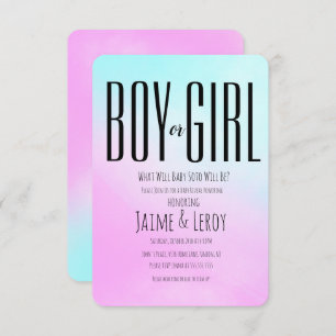 Watercolor Pink Blue Gender Reveal oder sie Einladung