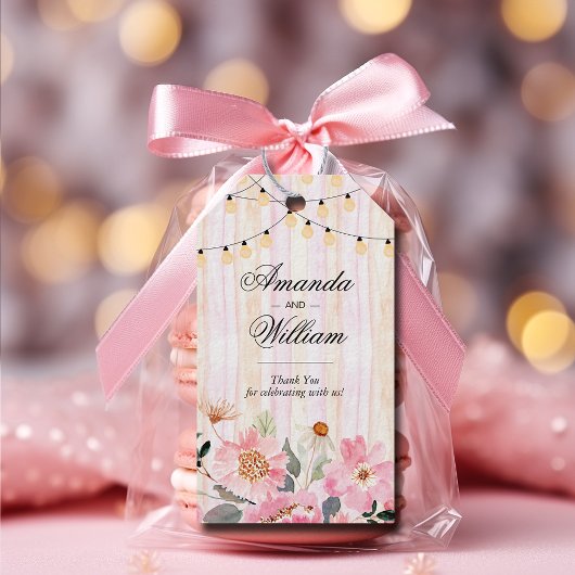 Watercolor Pink Blume Hochzeit Vielen Dank Geschenkanhänger