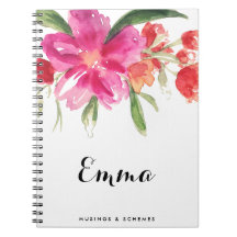 Watercolor Pink Blume Posy Personalisiert Notebook