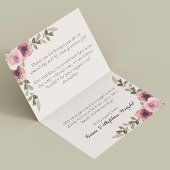 Watercolor Pink Blume Wedding Danke Karte