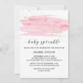 Watercolor Pink Blush & Gold Sparkle Baby Sprinkle Einladung (Vorderseite)