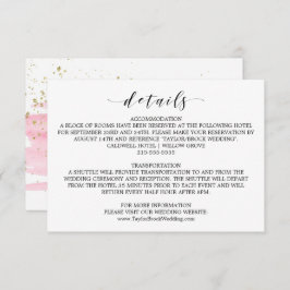 Watercolor Pink Blush & Gold Wedding Details Card Begleitkarte