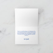 Watercolor Pink Bougainvillea Flowers Blue Tile Dankeskarte (Innenseite)