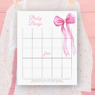 Watercolor Pink bow Baby Bingo-Spiel