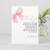 Watercolor Pink Bow Baby SHower Danke Karte (Stehend Vorderseite)