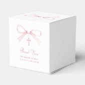 Watercolor Pink Bow Baptism Cube Geschenkschachtel (Rückseite)