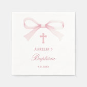 Watercolor Pink Bow Baptism Serviette (Vorderseite)