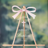 Watercolor Pink Bow Baptism Welcome Acrylschild (Neutral)