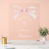 Watercolor Pink Bow Baptism Welcome Acrylschild (Hochzeit)