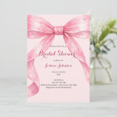 Watercolor Pink Bow Bridal Shower Einladung (Stehend Vorderseite)