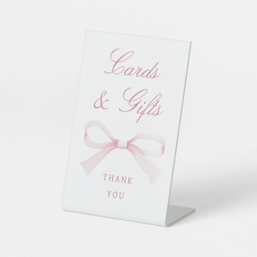 Watercolor Pink Bow Cards & Gifts Sockelschild (Vorderseite)
