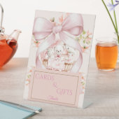 Watercolor Pink Bow Cards & Gifts Table Sign Sockelschild (In Situ)