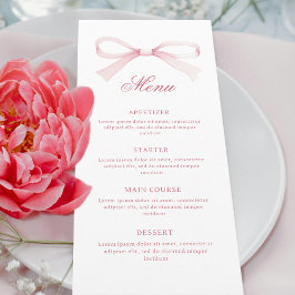Watercolor Pink Bow Classic Menükarte