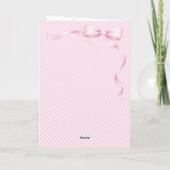 Watercolor Pink Bow Coquette 1st Birthday Greeting Karte (Rückseite)