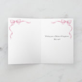 Watercolor Pink Bow Coquette 1st Birthday Greeting Karte (Innenseite)