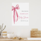 Watercolor Pink Bow Coquette Baby Shower Welcome Poster (Küche)