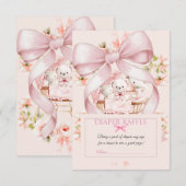 Watercolor Pink Bow Diaper Raffle Ticket Begleitkarte (Vorne/Hinten)