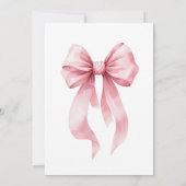 Watercolor Pink Bow for Girls Baptism Invitation Einladung (Rückseite)