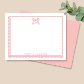 Watercolor Pink Bow Girl Preppy Monogram Mitteilungskarte