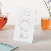 Watercolor Pink Bow Guest Book Sockelschild (In SItu)