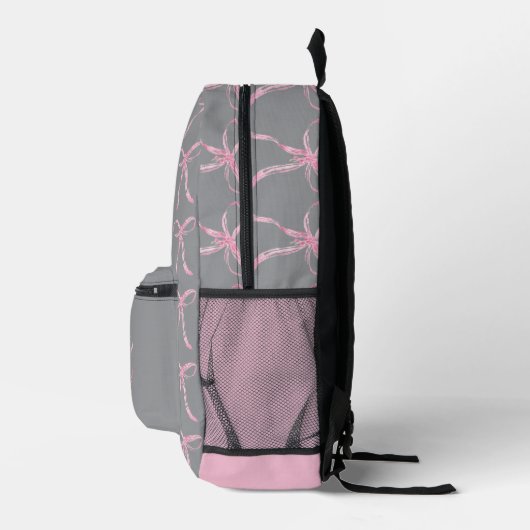 Watercolor Pink Bow Pattern Bedruckter Rucksack (Rechts)
