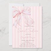  Watercolor Pink Bow Pink Stripes Sweet 16 Einladung (Vorderseite)